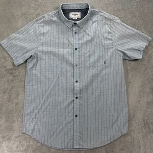 Billabong Shirt Mens XL Blue Striped Cotton Short Sleeve Everyday Wear Button Up
